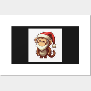 Santa Christmas Monkey! Posters and Art